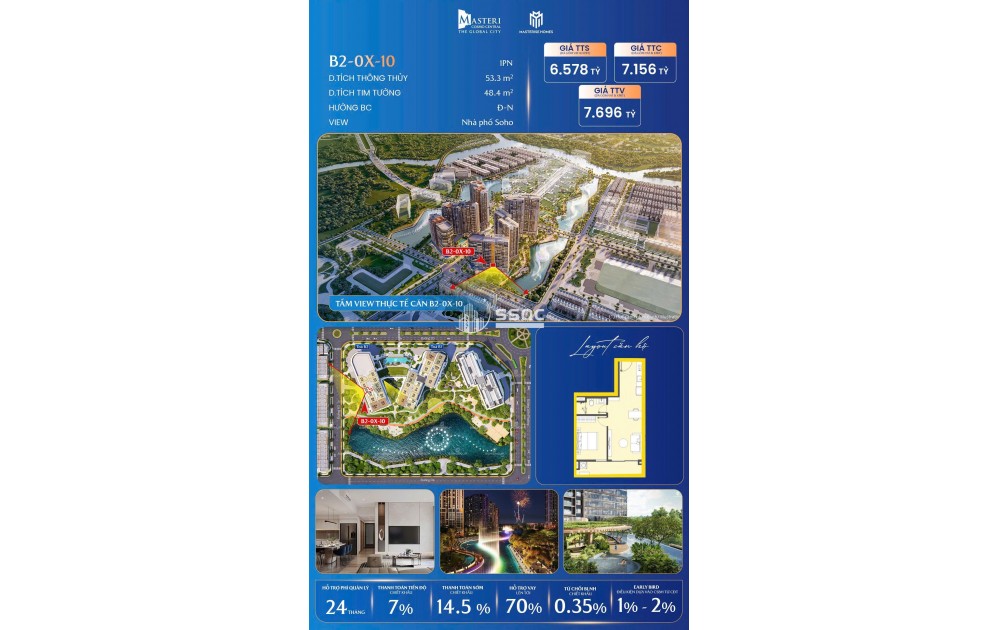 BÁN CĂN HỘ MASTERI COSMO CENTRAL TOÀ B2 TẦNG THẤP TRỤC 10 – KHÔNG GIAN SỐNG ĐẲNG CẤP GIỮA THE GLOBAL CITY