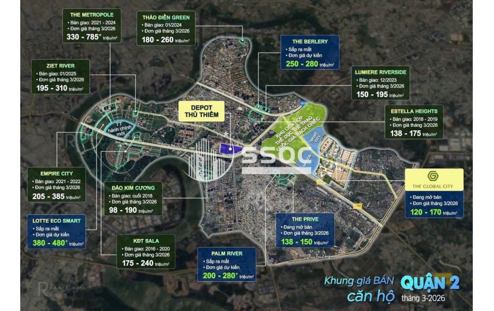 HOT! CĂN HIẾM THE GLOBAL CITY –1PN +1, GIÁ 7.36 TỶ, DIỆN TÍCH 57.2M² VIEW ĐẸP.