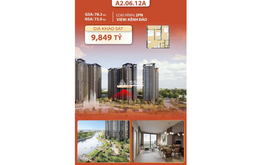 BÁN DỰ ÁN THE GLOBAL CITY – CT5, TÒA A2, 2PN, DIỆN TÍCH 83,1M2, VIEW NHẠC NƯỚC ĐẸP XUẤT SẮC | 57M² | TẦNG ĐẸP