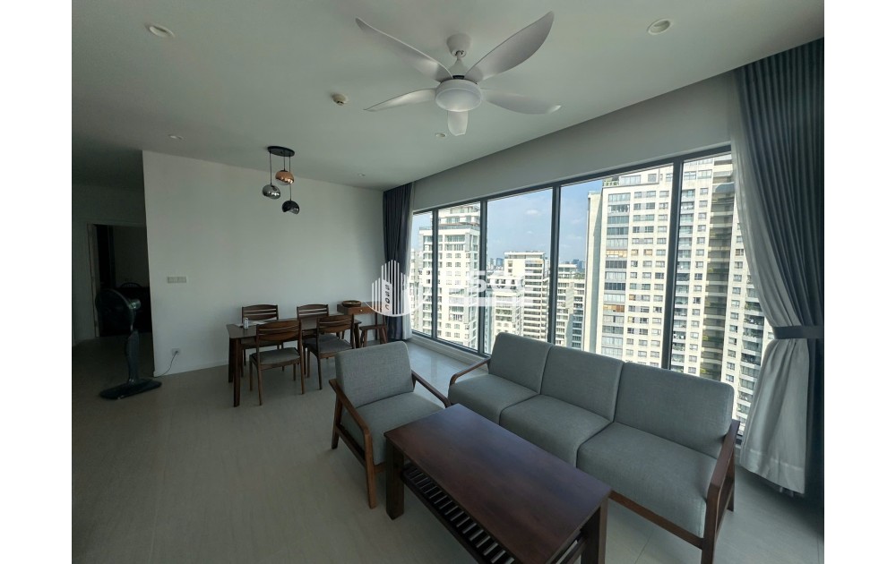 Cho thuê căn hộ 3PN Đảo Kim Cương tháp Bora Bora tầng cao, view sông và nội khu resort, giá 43 triệu/tháng.
