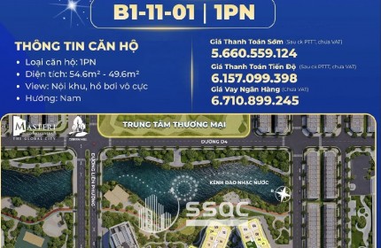 BÁN CĂN HỘ MASTERI COSMO CENTRAL 1PN – KHÔNG GIAN SỐNG THƯỢNG LƯU TẠI THE GLOBAL CITY