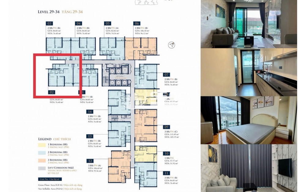 XÁCH VALI VÀO Ở NGAY: CĂN HỘ FELIZ EN VISTA, 2 PHÒNG NGỦ - 85M2 - GIÁ: 25 TRIỆU