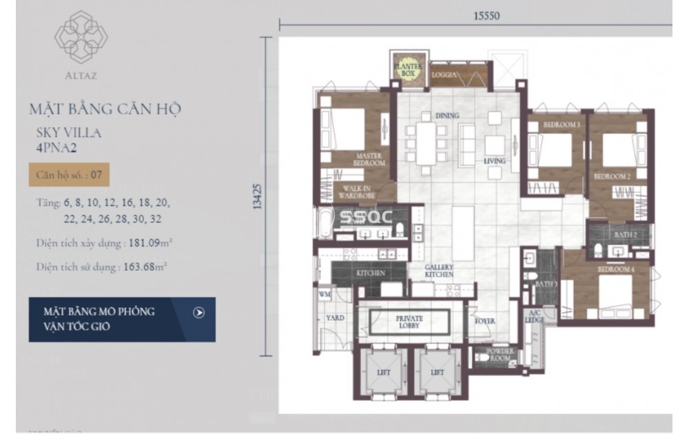 GIÁ TỐT! CHO THUÊ FELIZ EN VISTA 4PN – FULL NỘI THẤT – TẦNG CAO – 73TRIỆU