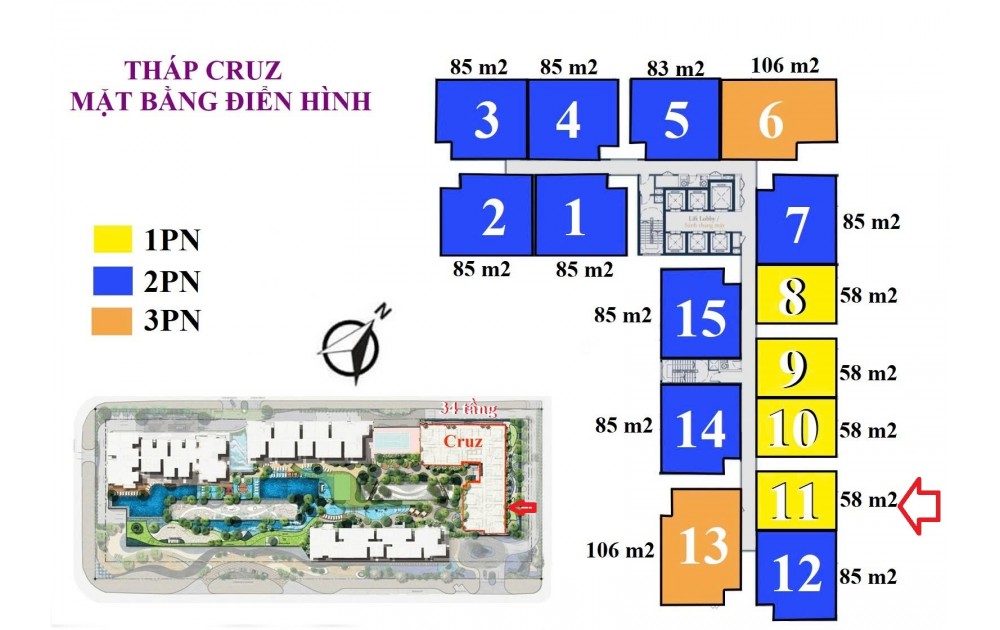 BÁN CĂN HỘ 1 PHÒNG NGỦ 58M2 GIÁ TỐT – FELIZ EN VISTA